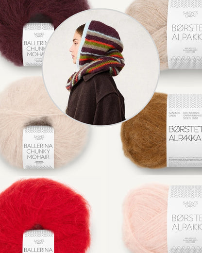 Snuggle Hood - Stripes | aus Ballerina Chunky Mohair und Borstet Alpakka von Sandnes Garn