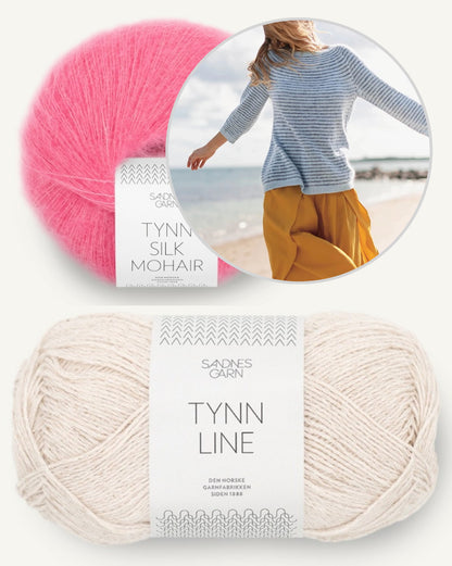 Sommerstreifen Pullover | bløde striber i Tynn Line og Tynn Silk Mohair fra Sandnes Garn