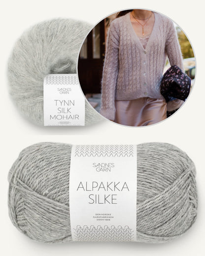 Sophisticable Cardigan | lässig elegantes Zopfmuster aus Alpakka Silke und Tynn Silk Mohair von Sandnes Garn