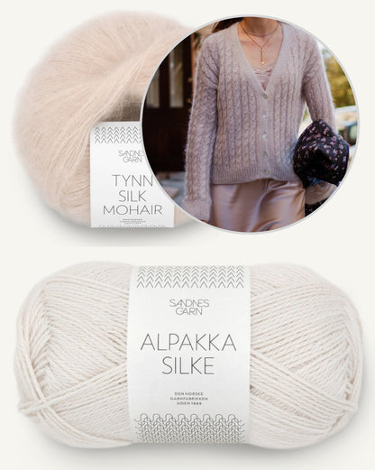 Sophisticable Cardigan | lässig elegantes Zopfmuster aus Alpakka Silke und Tynn Silk Mohair von Sandnes Garn