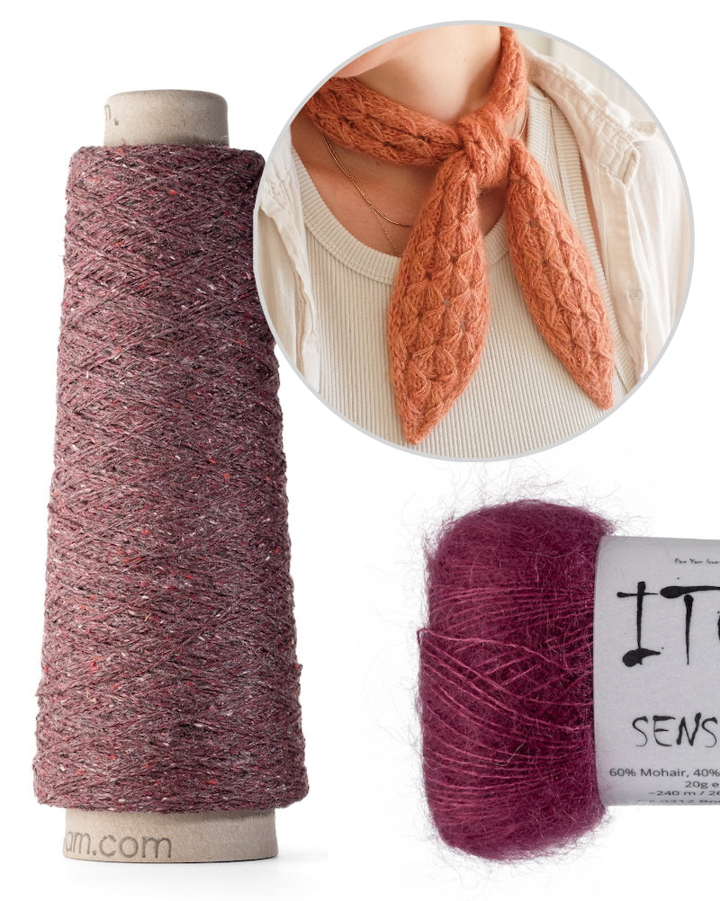 Star Jasmine Mini Scarf von Ksenia Naidyon mit Kinu und Sensai von ITO Yarn 14