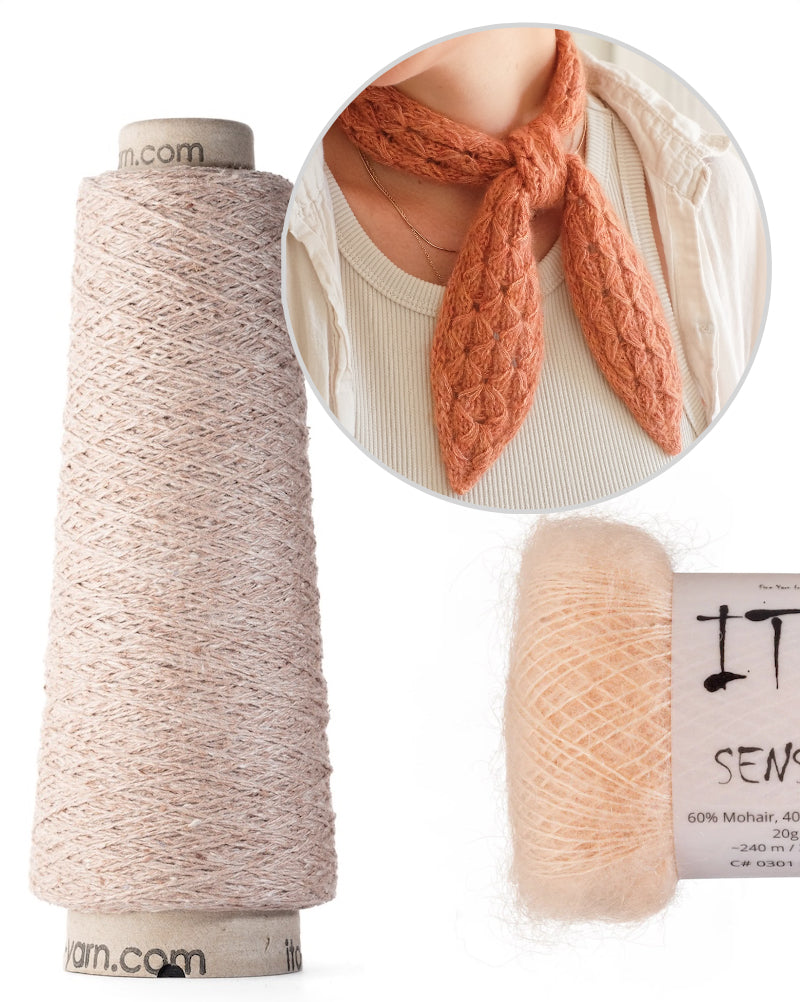 Star Jasmine Mini Scarf von Ksenia Naidyon mit Kinu und Sensai von ITO Yarn 9
