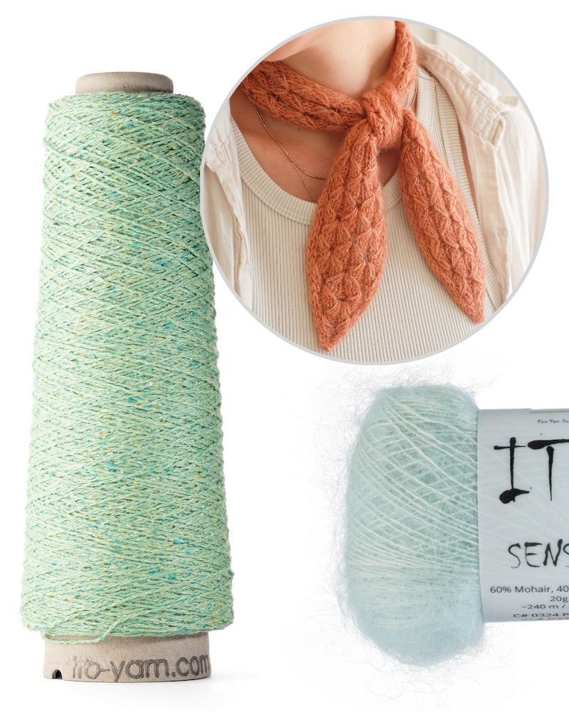 Star Jasmine Mini Scarf von Ksenia Naidyon mit Kinu und Sensai von ITO Yarn 13