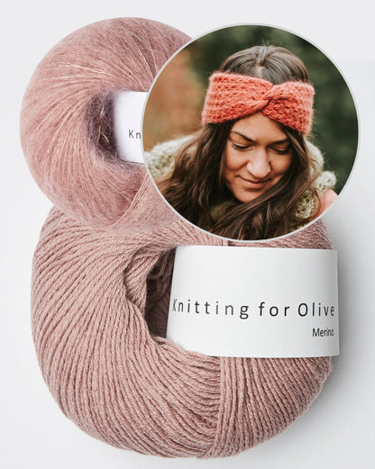 Stirnband Akina | feines Muster aus Merino und Soft Silk Mohair von Knitting for Olive