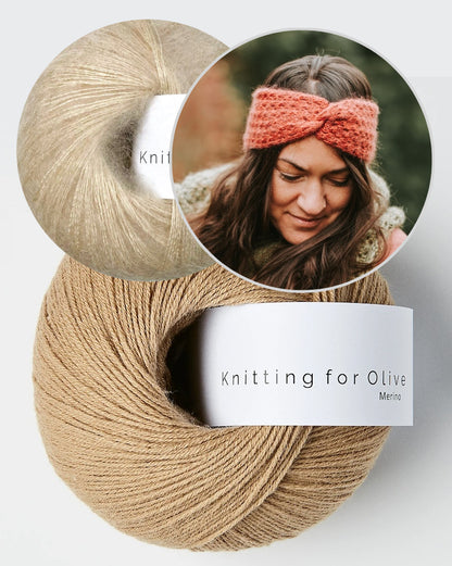 Stirnband Akina | feines Muster aus Merino und Soft Silk Mohair von Knitting for Olive