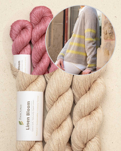Sunline Cardigan | teksturerede sommerstriber i Linen Bloom fra Pascuali