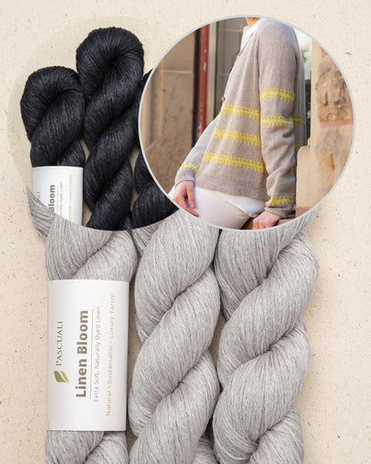 Sunline Cardigan | teksturerede sommerstriber i Linen Bloom fra Pascuali