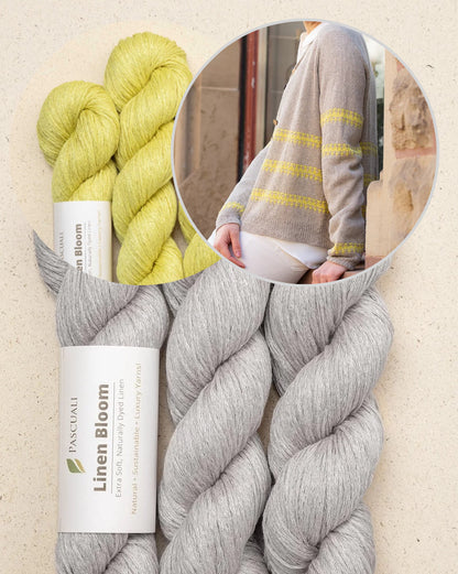 Sunline Cardigan | teksturerede sommerstriber i Linen Bloom fra Pascuali