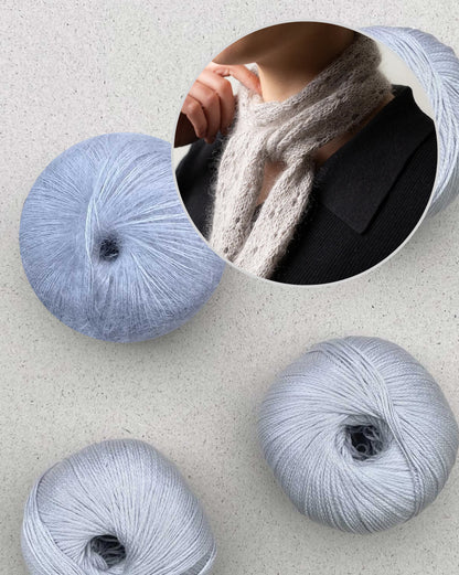 Minischal Tide Eyelets | feines Muster aus Arctic Pearl und Mohair Bliss von Pascuali