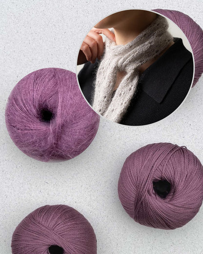 Minischal Tide Eyelets | feines Muster aus Arctic Pearl und Mohair Bliss von Pascuali