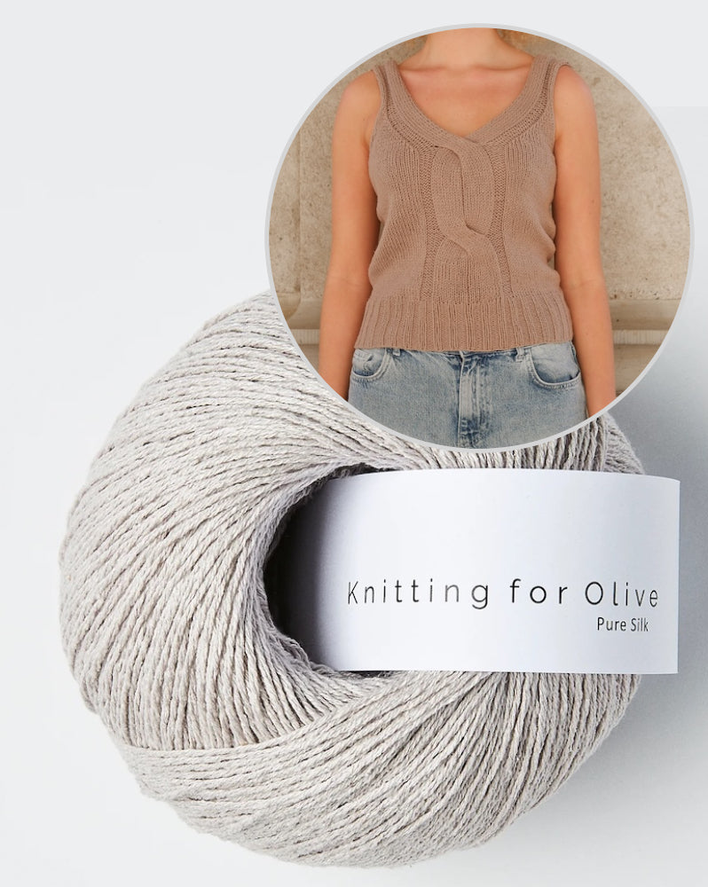 Twisted V-Top | fin fletning i Pure Silk fra Knitting for Olive