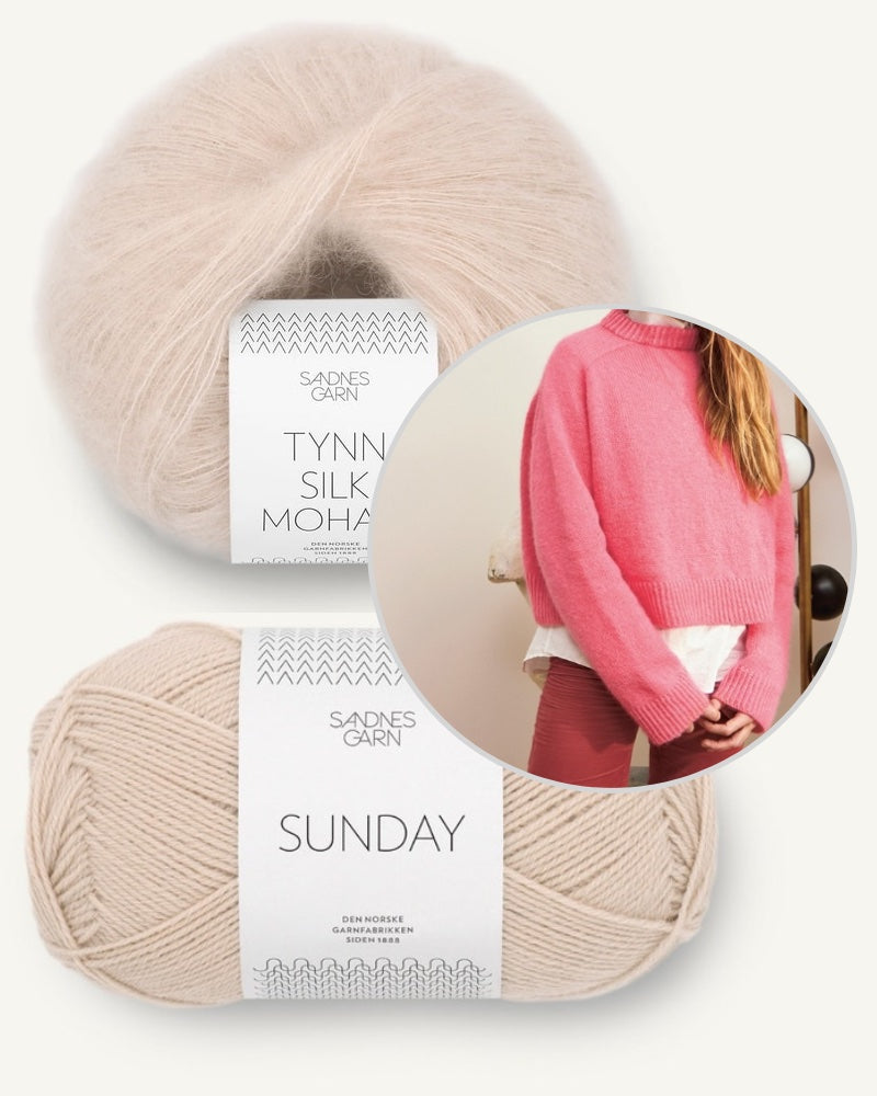 Sandnes Kollektion 2403 Wendy Sweater mit Sunday und Tynn Silk Mohair Farbe marzipan