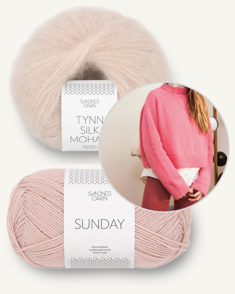 Sandnes Kollektion 2403 Wendy Sweater mit Sunday und Tynn Silk Mohair Farbe puderrosa