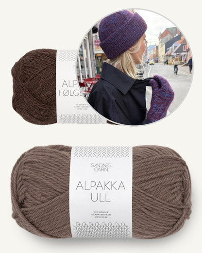 Ensemble Yoko | magnifique bonnet avec des moufles assorties en laine d’alpaga et fil d’alpaga de Sandnes Garn