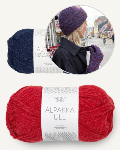 Ensemble Yoko | magnifique bonnet avec des moufles assorties en laine d’alpaga et fil d’alpaga de Sandnes Garn