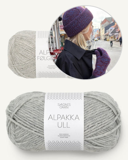 Ensemble Yoko | magnifique bonnet avec des moufles assorties en laine d’alpaga et fil d’alpaga de Sandnes Garn