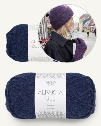 Ensemble Yoko | magnifique bonnet avec des moufles assorties en laine d’alpaga et fil d’alpaga de Sandnes Garn