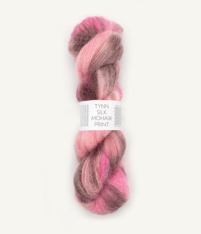 Sandnes Garn Tynn Silk Mohair Print pink berries 4700